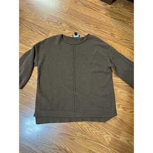 Sisters Brown Knit Sweater Medium Crew Neck Long Sleeve‎ Stitch Detail, Preowned